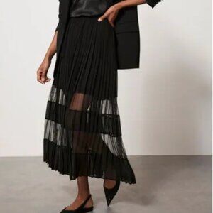 & Other Stories pleat midi skirt with sheer mesh detailing Sz 8